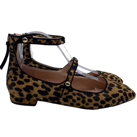 J. Crew Flats Sally Women's Calf Hair Leather Leopard Button Casual Size 7 - Picture 3 of 11